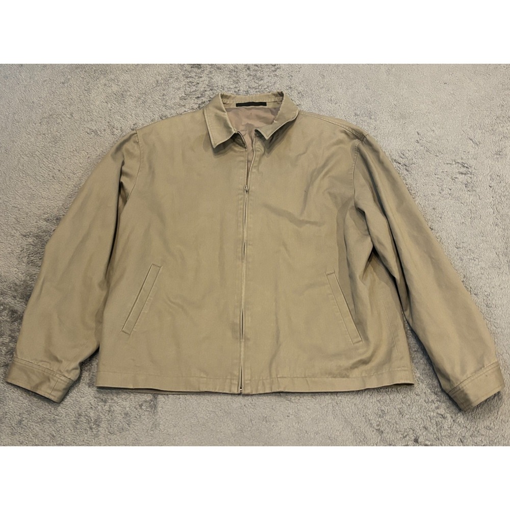 Marks & Spencer Jacket Mens XL Beige Full Zip Cotton Casual Mid Weight M&S